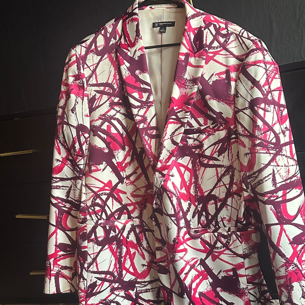 INC International Concepts Pink and Purple Abstract Blazer